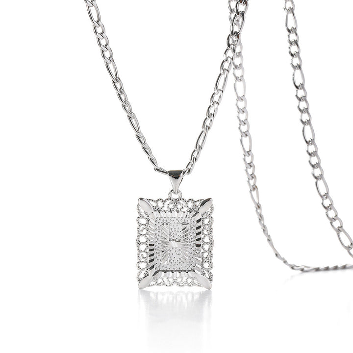 Square 14K Gold Alphabet Necklace