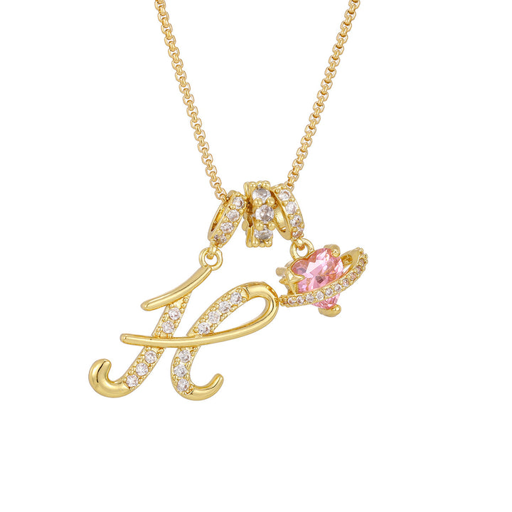 Dopamine 26 English Floral Letter Necklace - Girls' Light Luxury Niche High-End Jewelry