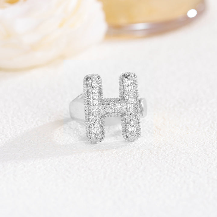 Bubble Letter Full-diamond Open Ring