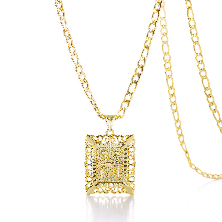 Square 14K Gold Alphabet Necklace