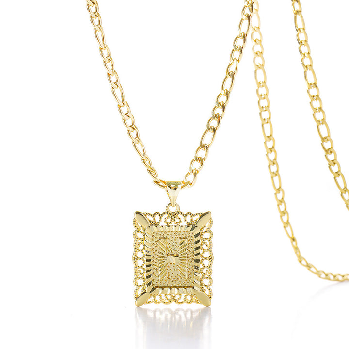 Square 14K Gold Alphabet Necklace