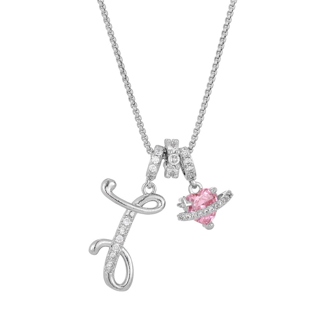 Dopamine 26 English Floral Letter Necklace - Girls' Light Luxury Niche High-End Jewelry