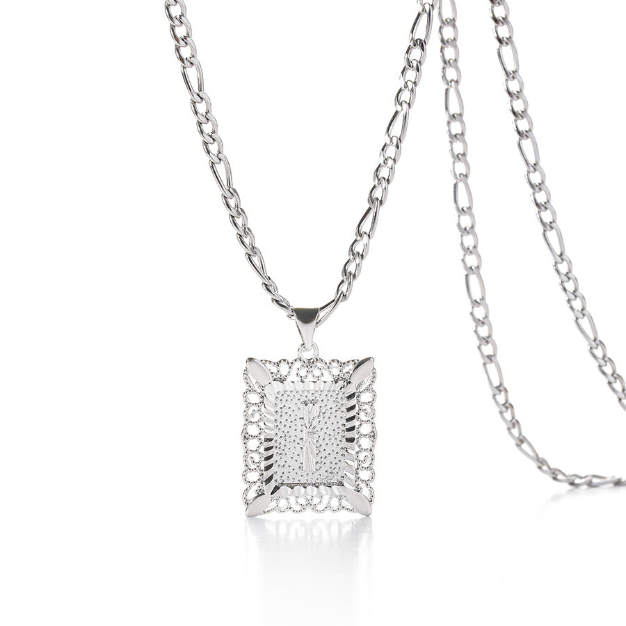 Square 14K Gold Alphabet Necklace