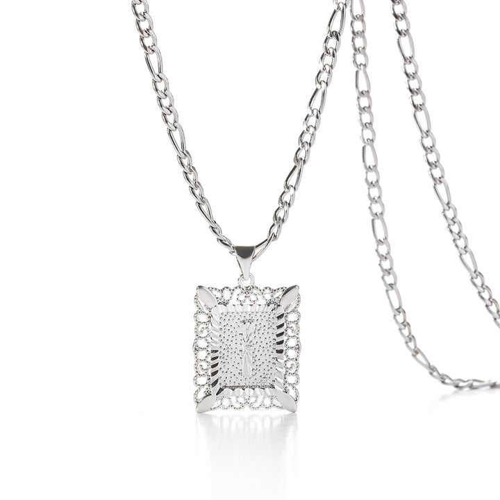 Square 14K Gold Alphabet Necklace
