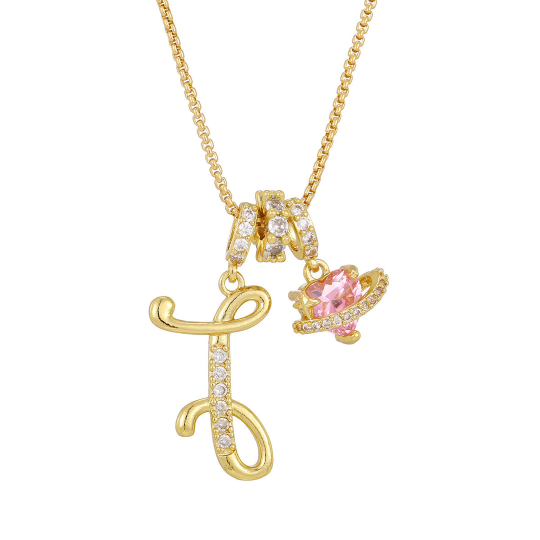 Dopamine 26 English Floral Letter Necklace - Girls' Light Luxury Niche High-End Jewelry