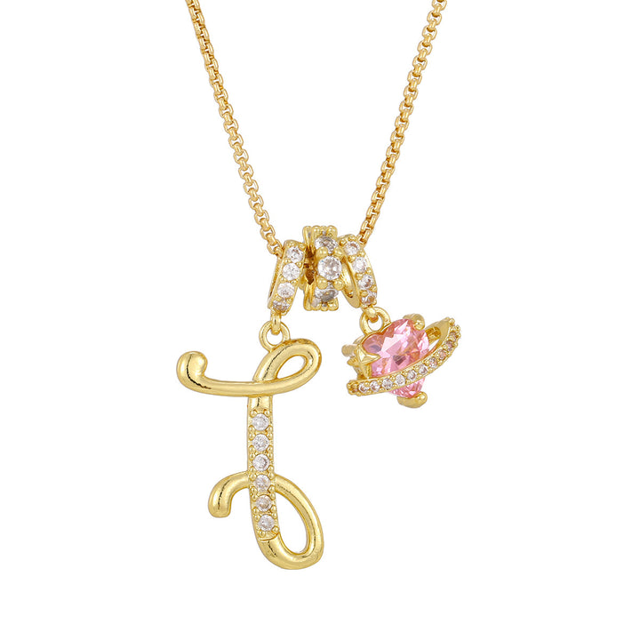 Dopamine 26 English Floral Letter Necklace - Girls' Light Luxury Niche High-End Jewelry