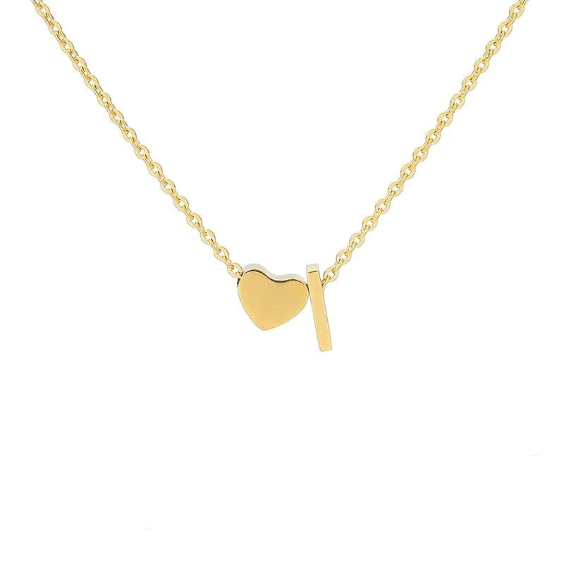 Heart & Initial Letter Choker (26 Letters Optional | Gold/Silver Dual Tone)