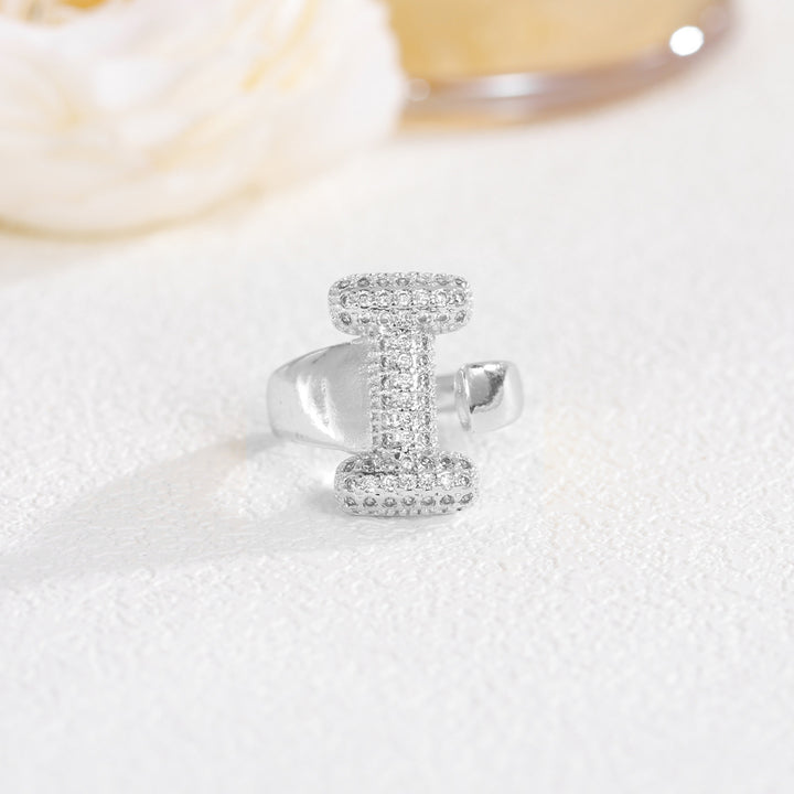 Bubble Letter Full-diamond Open Ring
