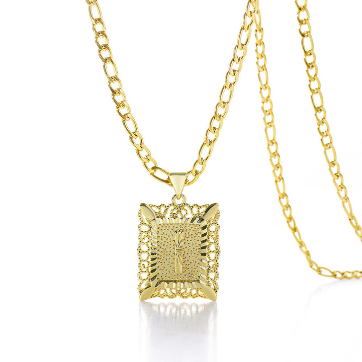 Square 14K Gold Alphabet Necklace