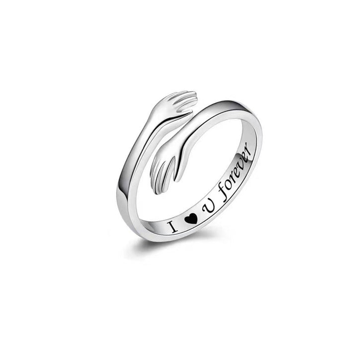 Engraved Hug Hands Ring for Women – Fashionable European & American Style