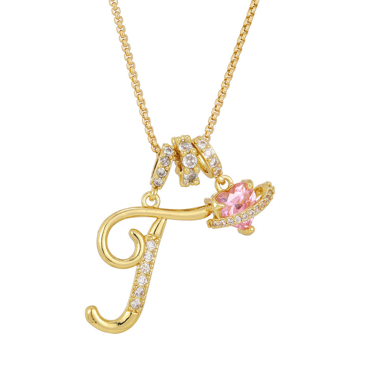 Dopamine 26 English Floral Letter Necklace - Girls' Light Luxury Niche High-End Jewelry