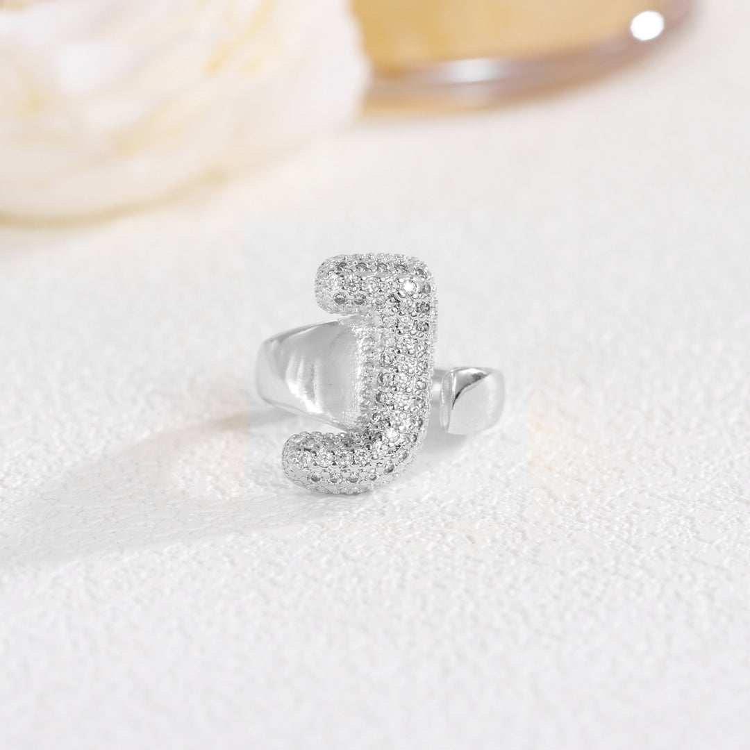 Bubble Letter Full-diamond Open Ring