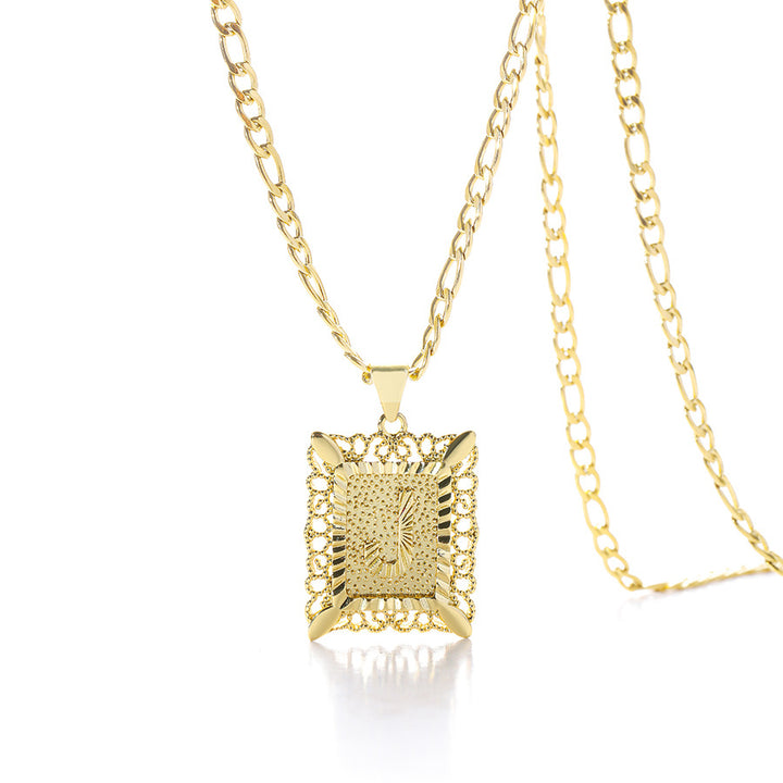 Square 14K Gold Alphabet Necklace
