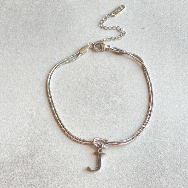 26 Letter Pendant Handmade Knotted Herringbone Snake Chain Couple Bracelet
