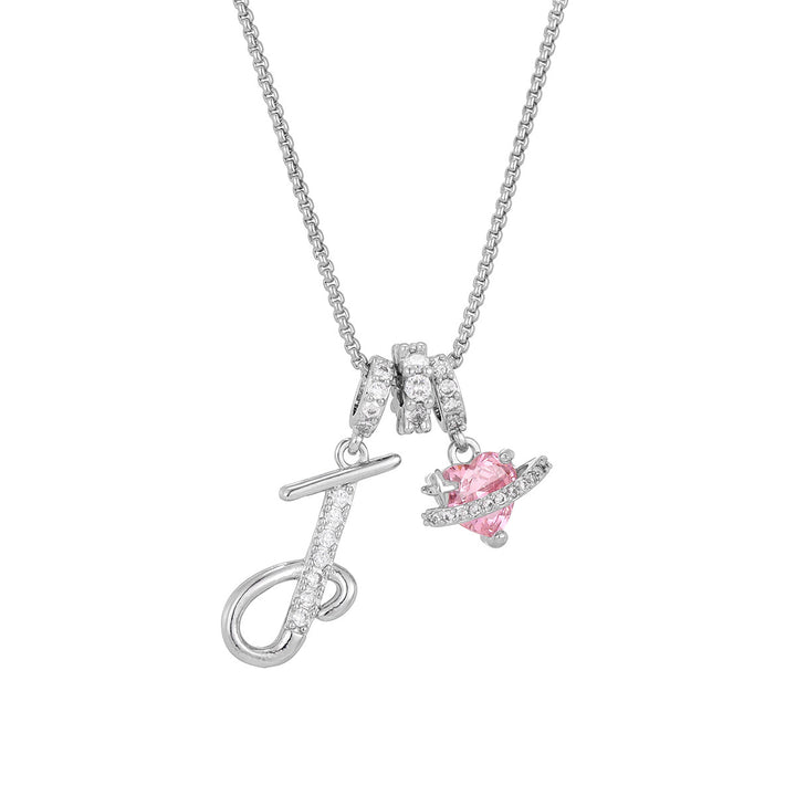 Dopamine 26 English Floral Letter Necklace - Girls' Light Luxury Niche High-End Jewelry