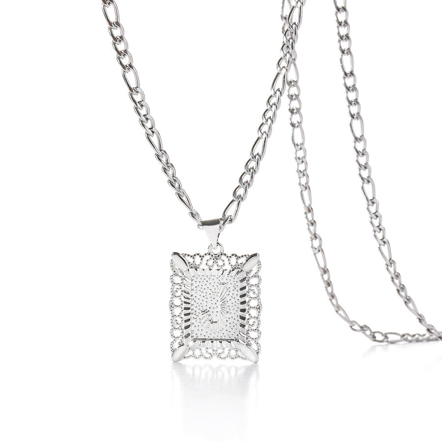 Square 14K Gold Alphabet Necklace