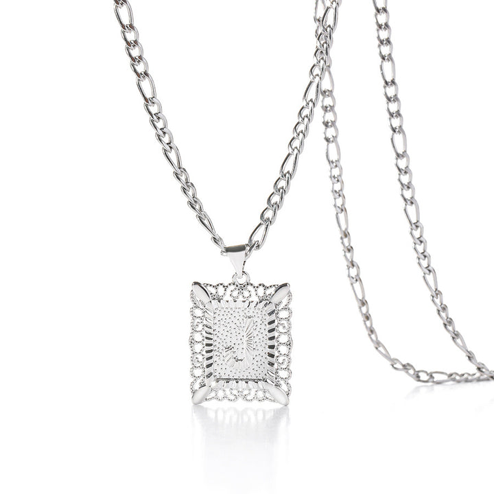 Square 14K Gold Alphabet Necklace
