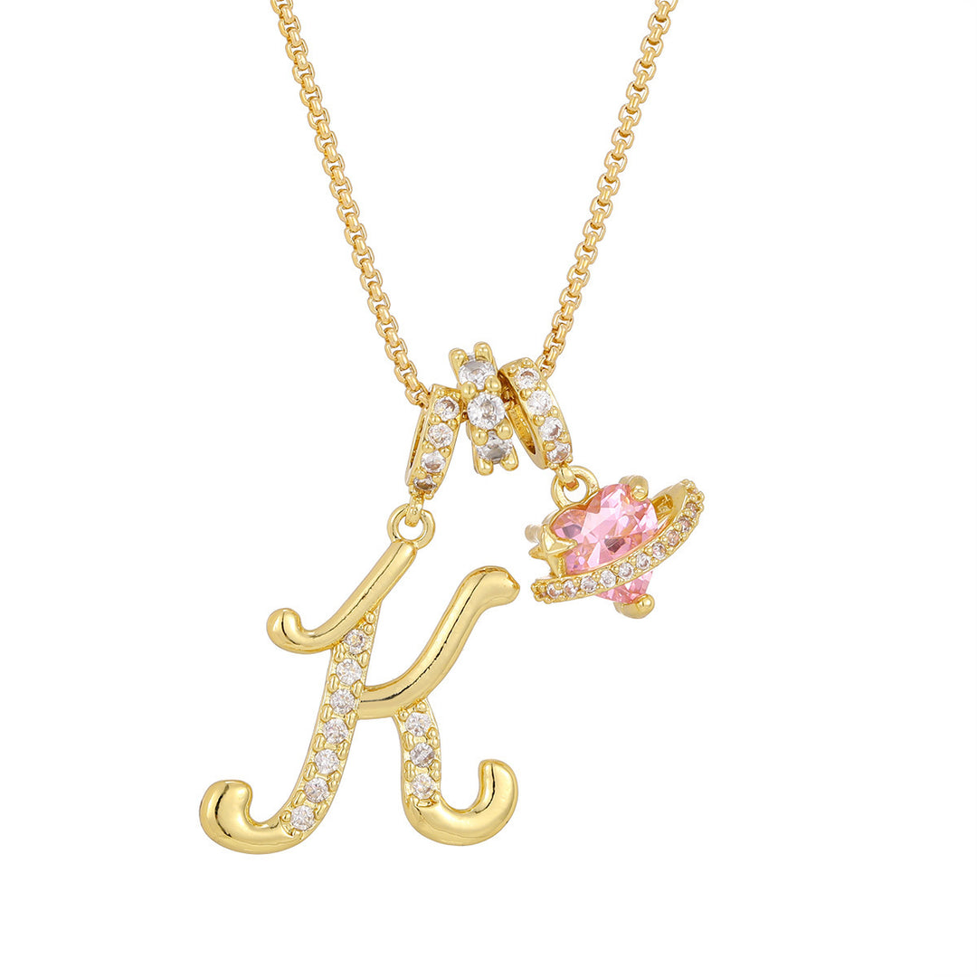 Dopamine 26 English Floral Letter Necklace - Girls' Light Luxury Niche High-End Jewelry