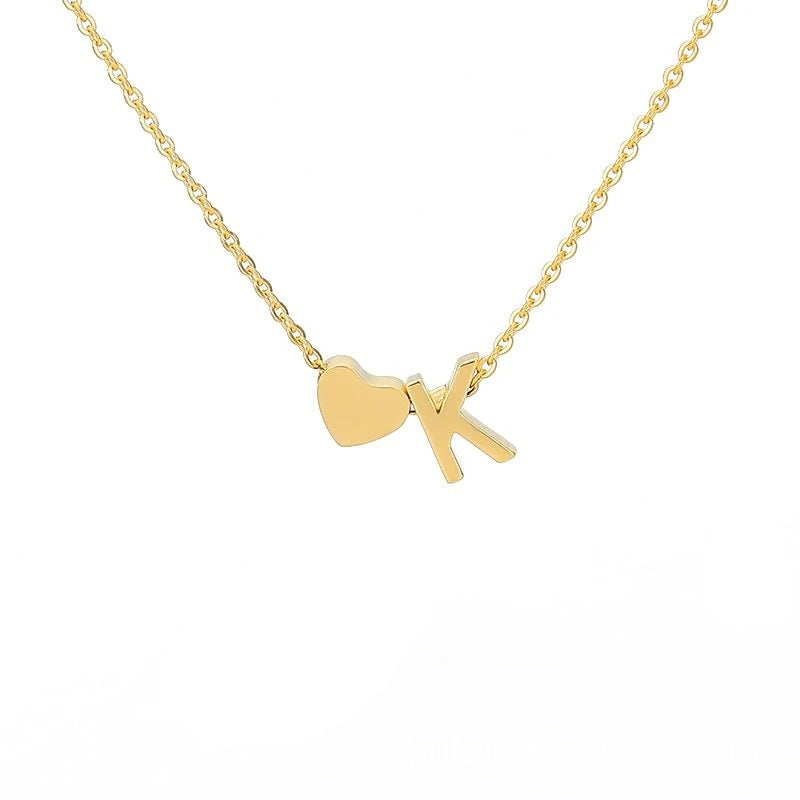 Heart & Initial Letter Choker (26 Letters Optional | Gold/Silver Dual Tone)