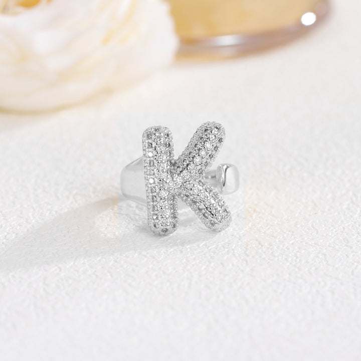 Bubble Letter Full-diamond Open Ring