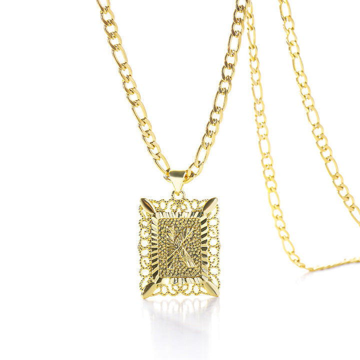 Square 14K Gold Alphabet Necklace