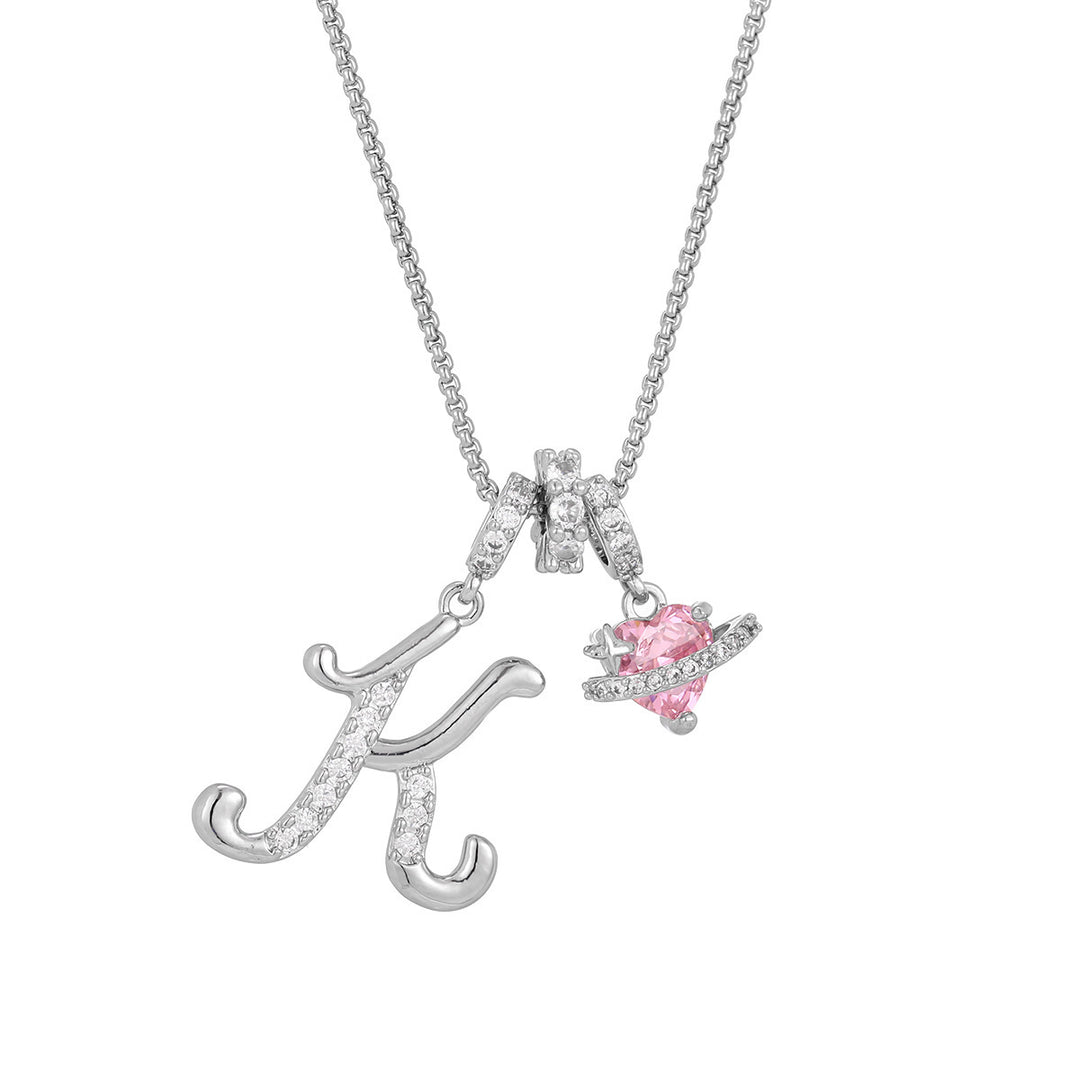 Dopamine 26 English Floral Letter Necklace - Girls' Light Luxury Niche High-End Jewelry