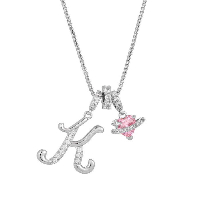 Dopamine 26 English Floral Letter Necklace - Girls' Light Luxury Niche High-End Jewelry