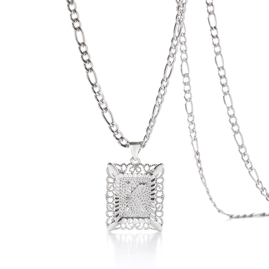 Square 14K Gold Alphabet Necklace