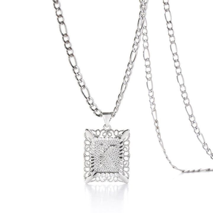 Square 14K Gold Alphabet Necklace