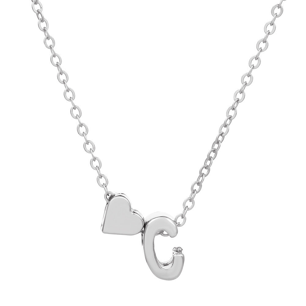 Heart & Initial Letter Choker (26 Letters Optional | Gold/Silver Dual Tone)