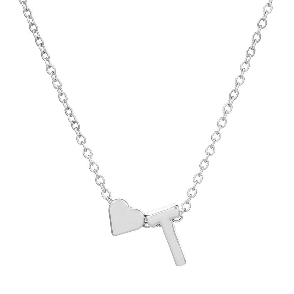 Heart & Initial Letter Choker (26 Letters Optional | Gold/Silver Dual Tone)