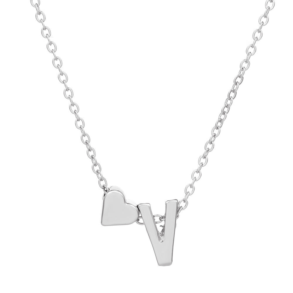 Heart & Initial Letter Choker (26 Letters Optional | Gold/Silver Dual Tone)