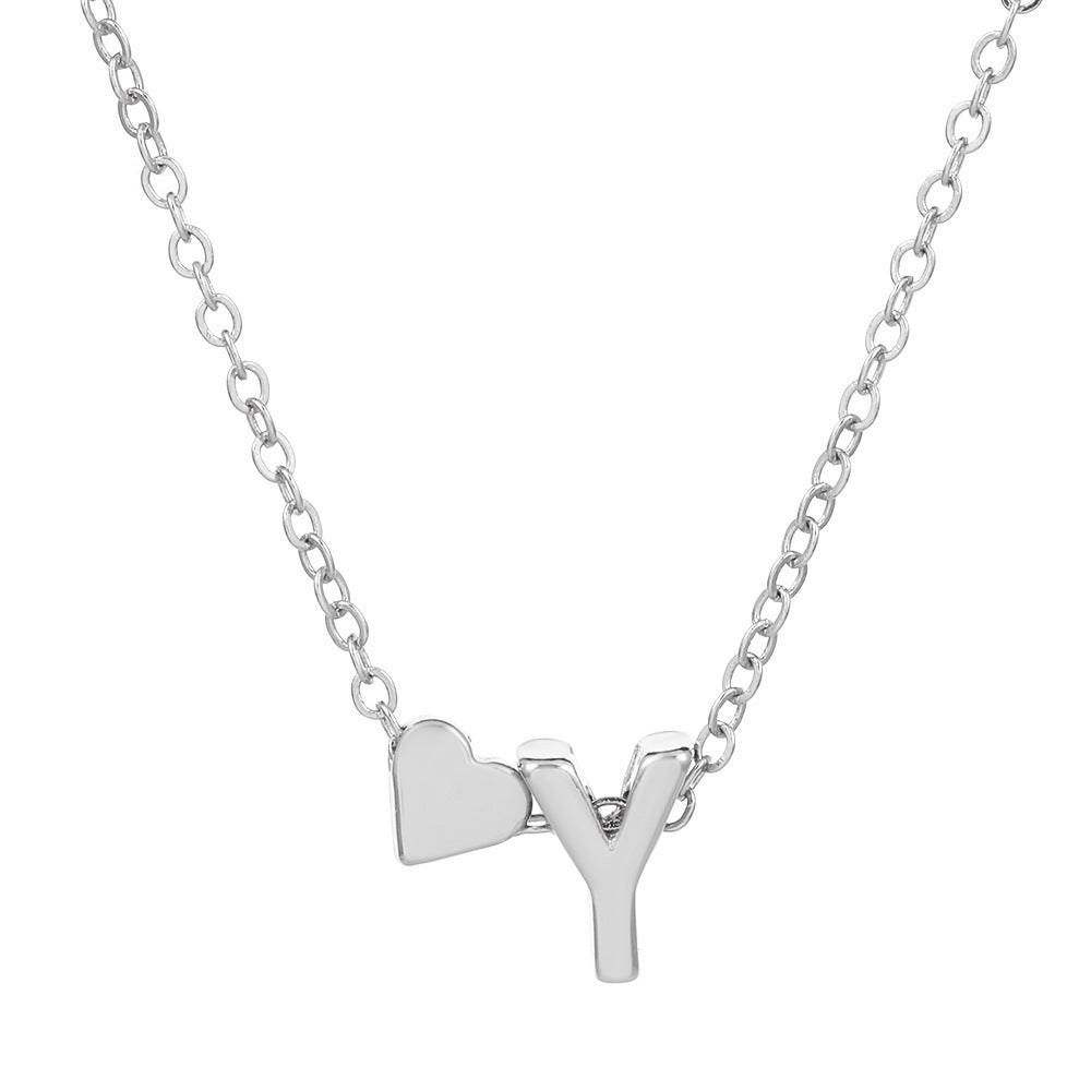 Heart & Initial Letter Choker (26 Letters Optional | Gold/Silver Dual Tone)