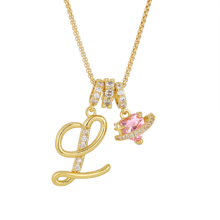 Dopamine 26 English Floral Letter Necklace - Girls' Light Luxury Niche High-End Jewelry