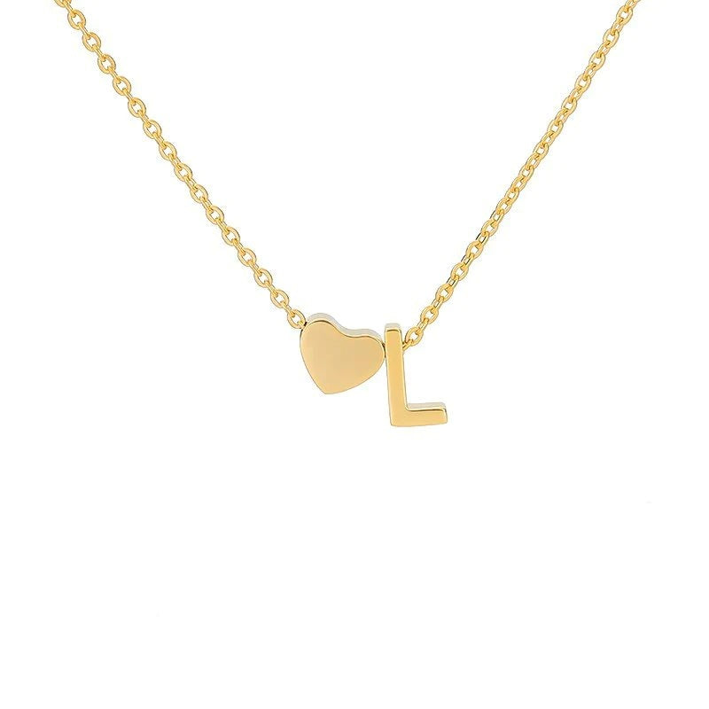 Heart & Initial Letter Choker (26 Letters Optional | Gold/Silver Dual Tone)