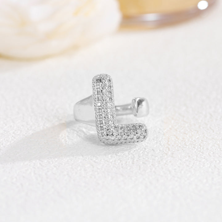 Bubble Letter Full-diamond Open Ring