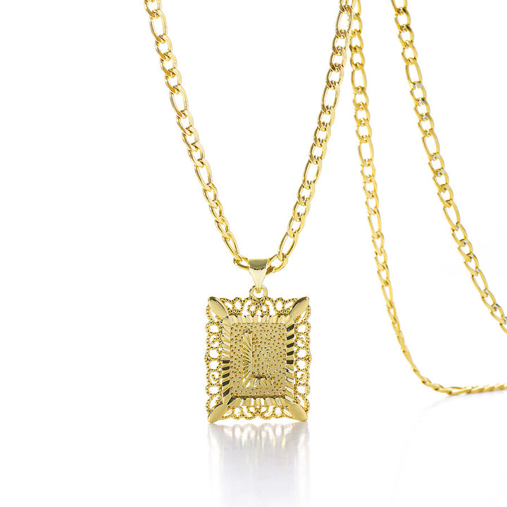 Square 14K Gold Alphabet Necklace