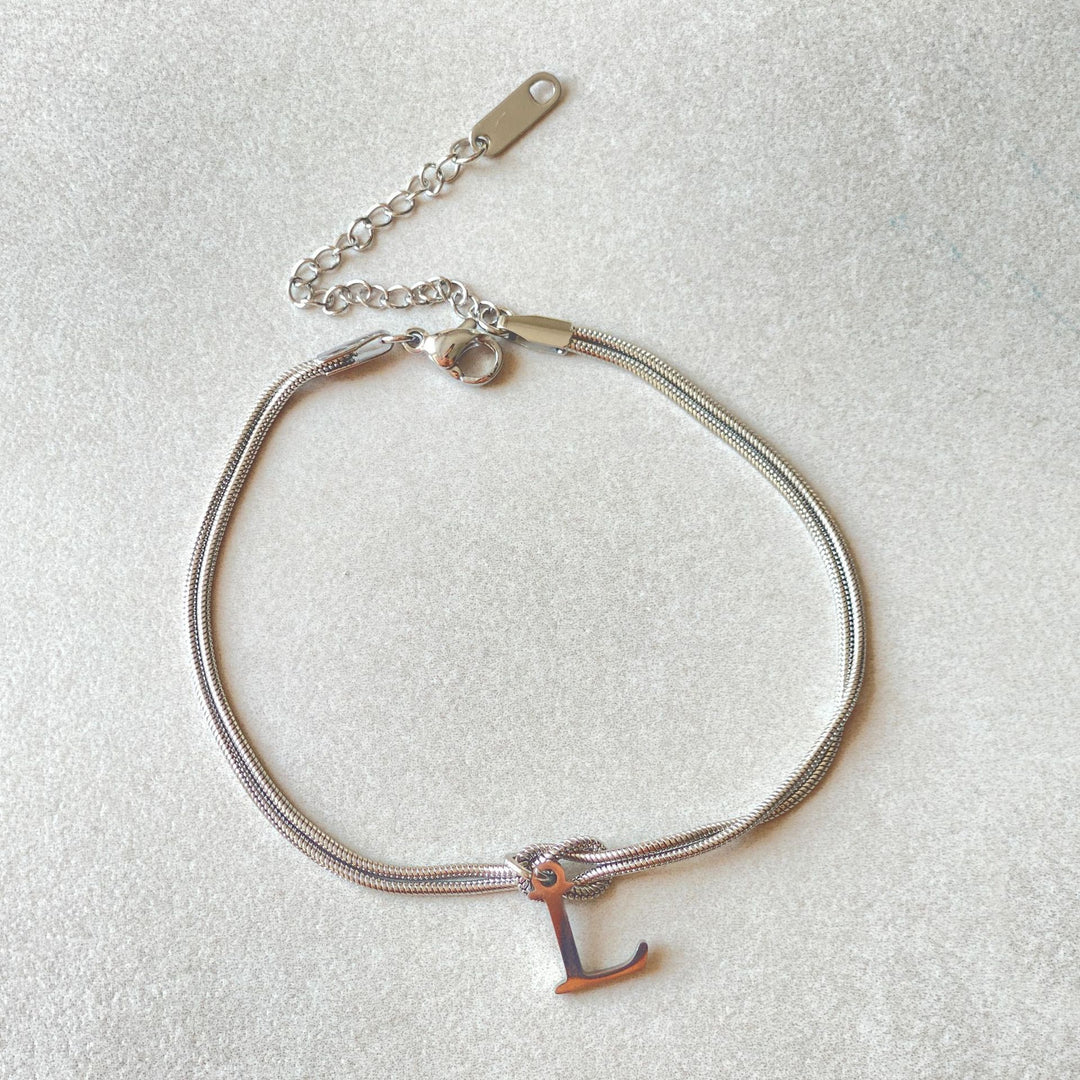 26 Letter Pendant Handmade Knotted Herringbone Snake Chain Couple Bracelet
