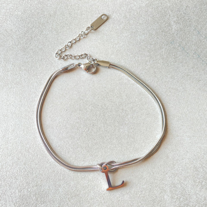 26 Letter Pendant Handmade Knotted Herringbone Snake Chain Couple Bracelet