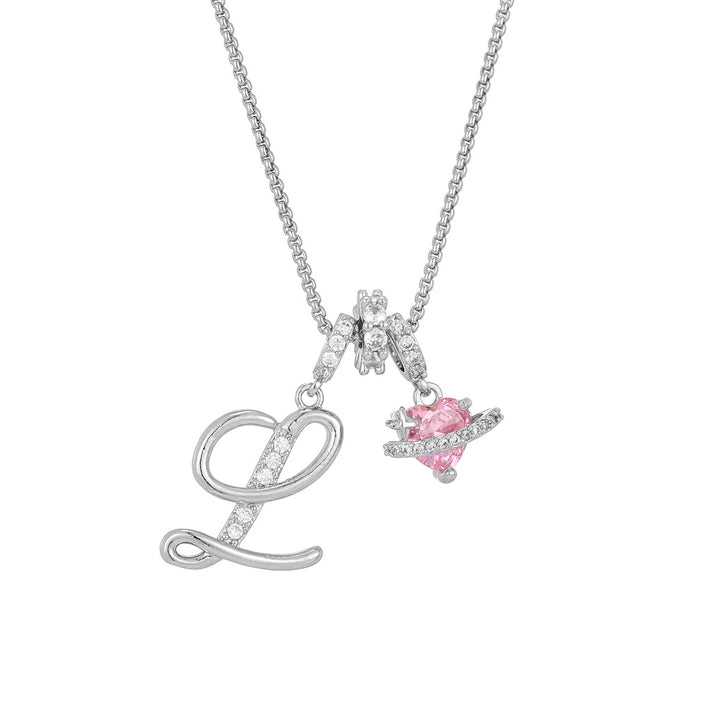 Dopamine 26 English Floral Letter Necklace - Girls' Light Luxury Niche High-End Jewelry