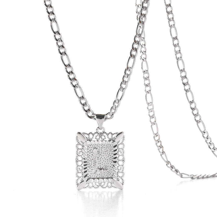 Square 14K Gold Alphabet Necklace