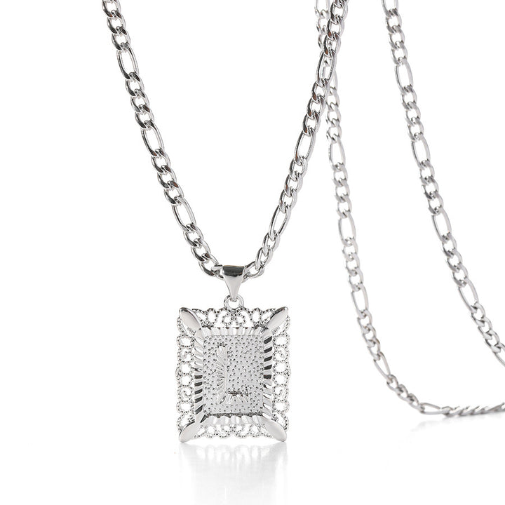 Square 14K Gold Alphabet Necklace