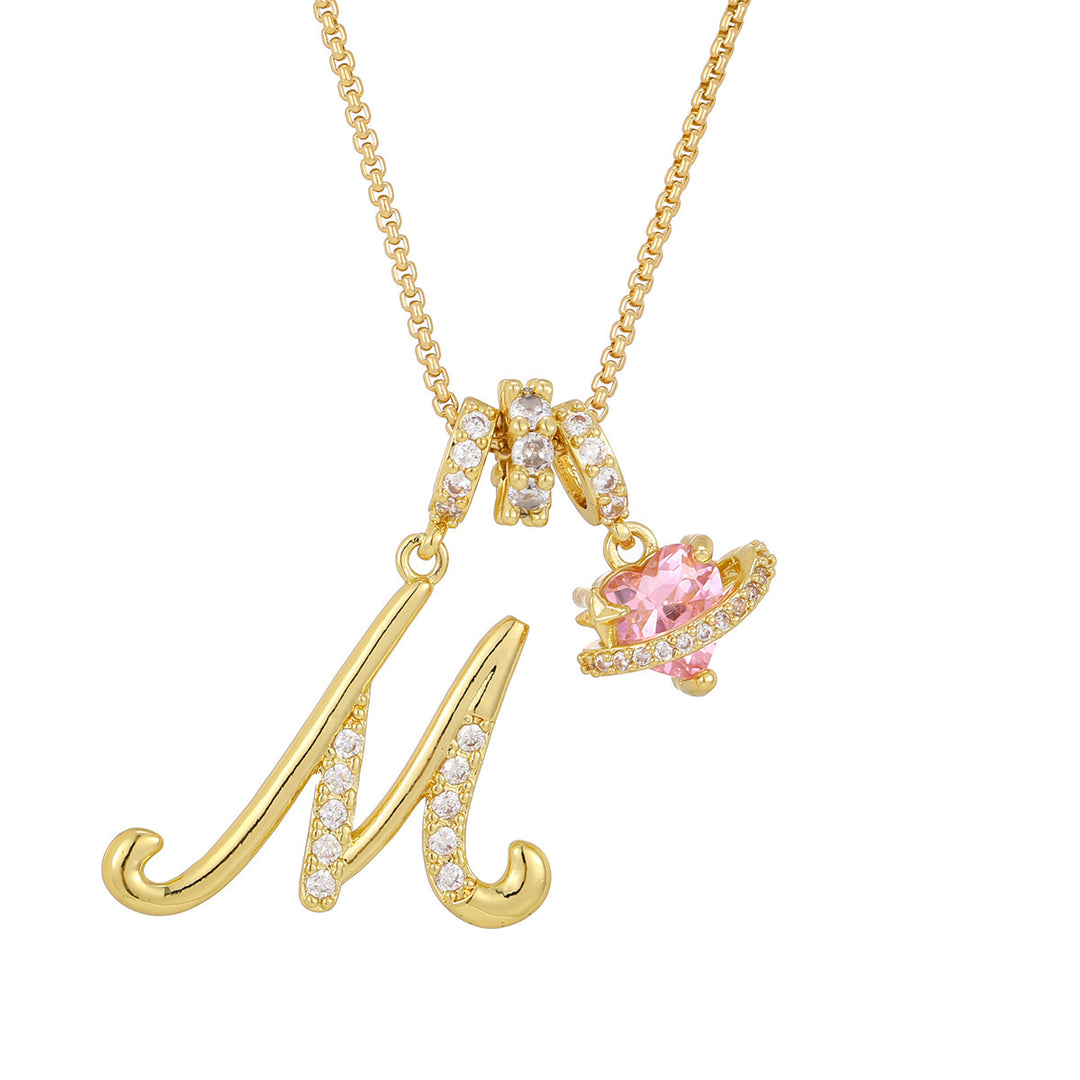 Dopamine 26 English Floral Letter Necklace - Girls' Light Luxury Niche High-End Jewelry