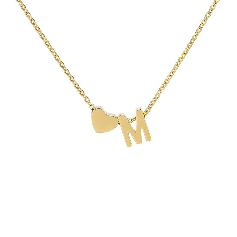 Heart & Initial Letter Choker (26 Letters Optional | Gold/Silver Dual Tone)