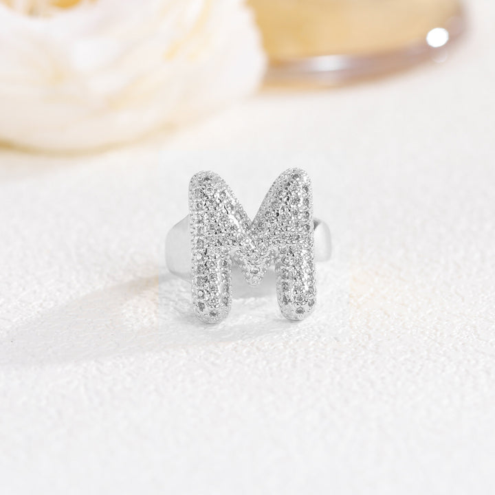 Bubble Letter Full-diamond Open Ring
