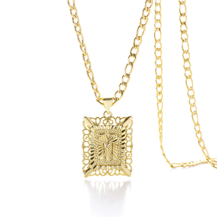 Square 14K Gold Alphabet Necklace