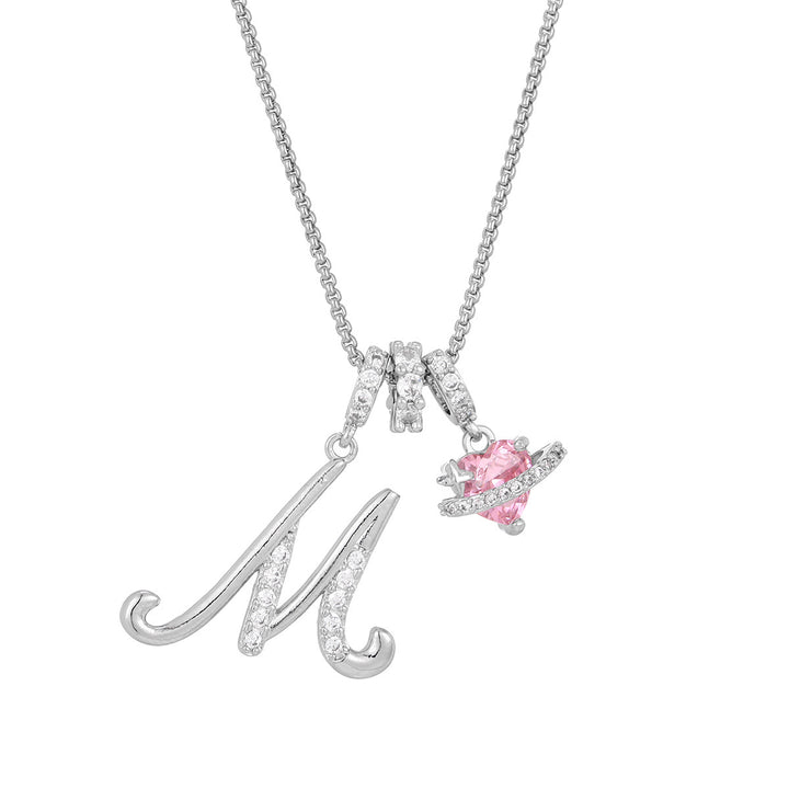 Dopamine 26 English Floral Letter Necklace - Girls' Light Luxury Niche High-End Jewelry