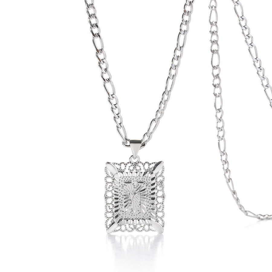 Square 14K Gold Alphabet Necklace