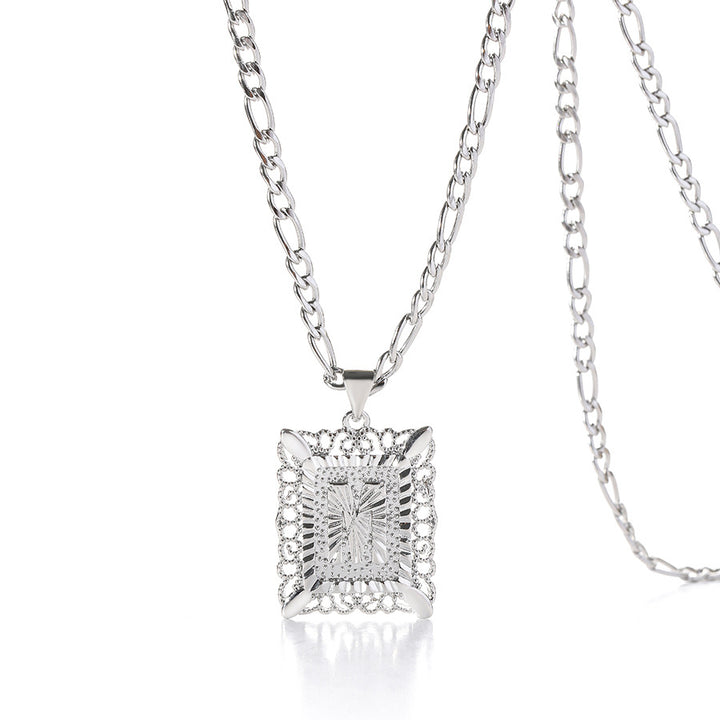 Square 14K Gold Alphabet Necklace
