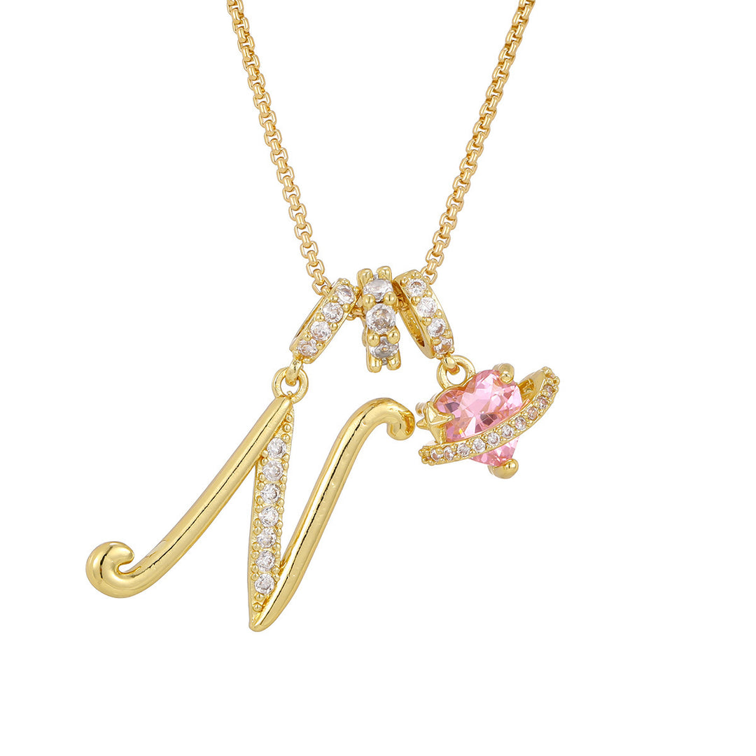 Dopamine 26 English Floral Letter Necklace - Girls' Light Luxury Niche High-End Jewelry
